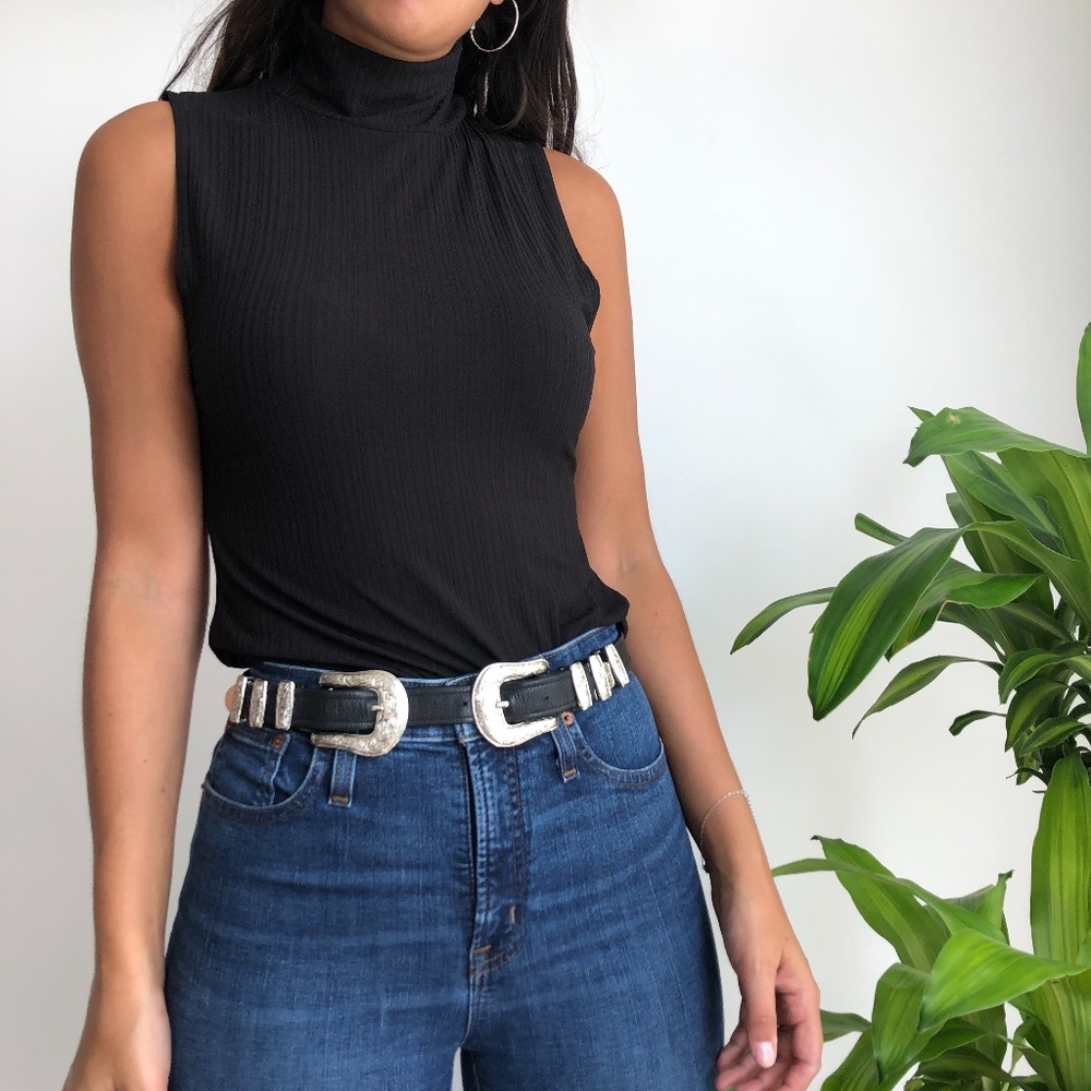 NWT Free People black ribbed turtleneck bodysuit